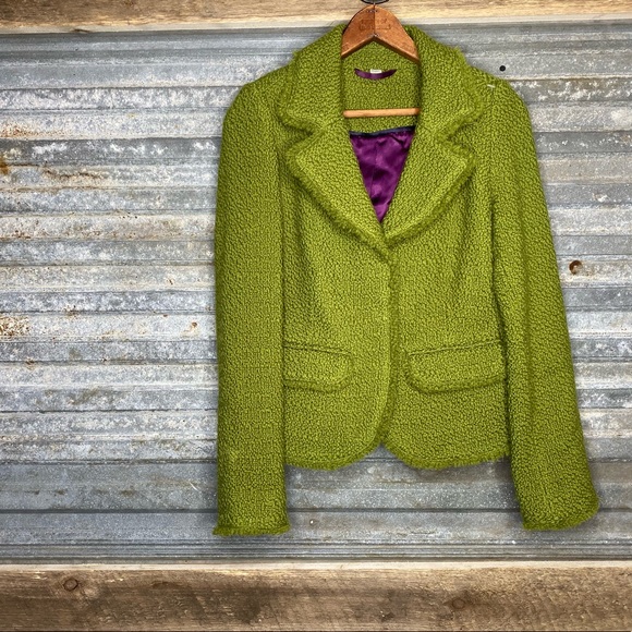 Boden Boucle Wool Jacket Blazer Green 